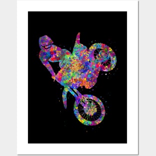 Motocross racing watercolor art Posters and Art